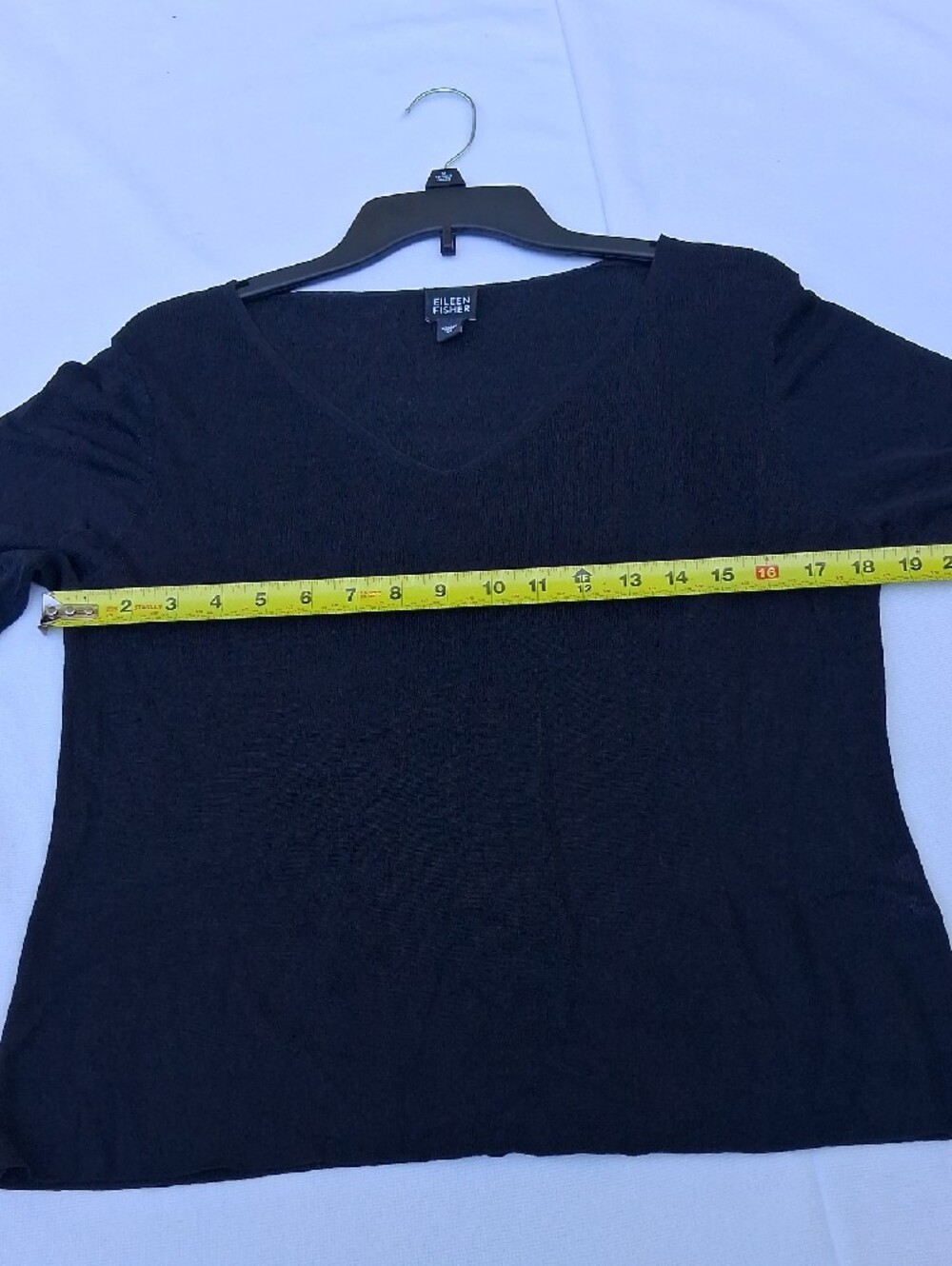 Eileen Fisher Black V-Neck Long Sleeve Lightweight Top - Picture 7 of 10